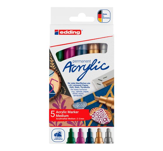 edding 5100 Acrylic "Acrylmarker - Festlich", Mittel, 5er-Set