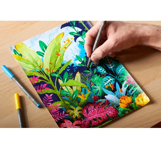 STAEDTLER Pigment brush pen, 6er-Set