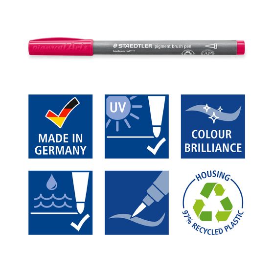 STAEDTLER Pigment brush pen, 6er-Set
