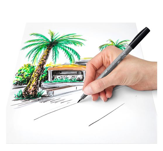 STAEDTLER Pigment soft brush pen "Greys", 6er-Set