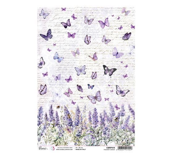 Motiv-Strohseide "Morning Provence - Lavendel und Schmetterlinge"