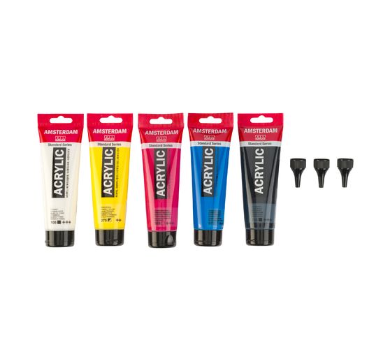 Talens AMSTERDAM Acrylfarben-Set "Starter" inkl. 3 Dosierspitzen