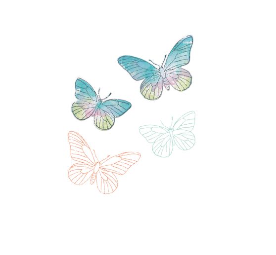 Sizzix Framelits Stanzschablone und Clear Stamps "Painted Pencil Butterflies"