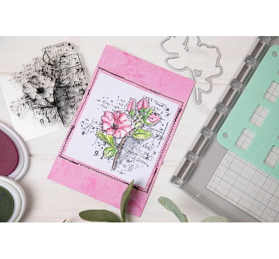 Sizzix Framelits Punching template and Clear Stamps "Floral Mix Cluster"