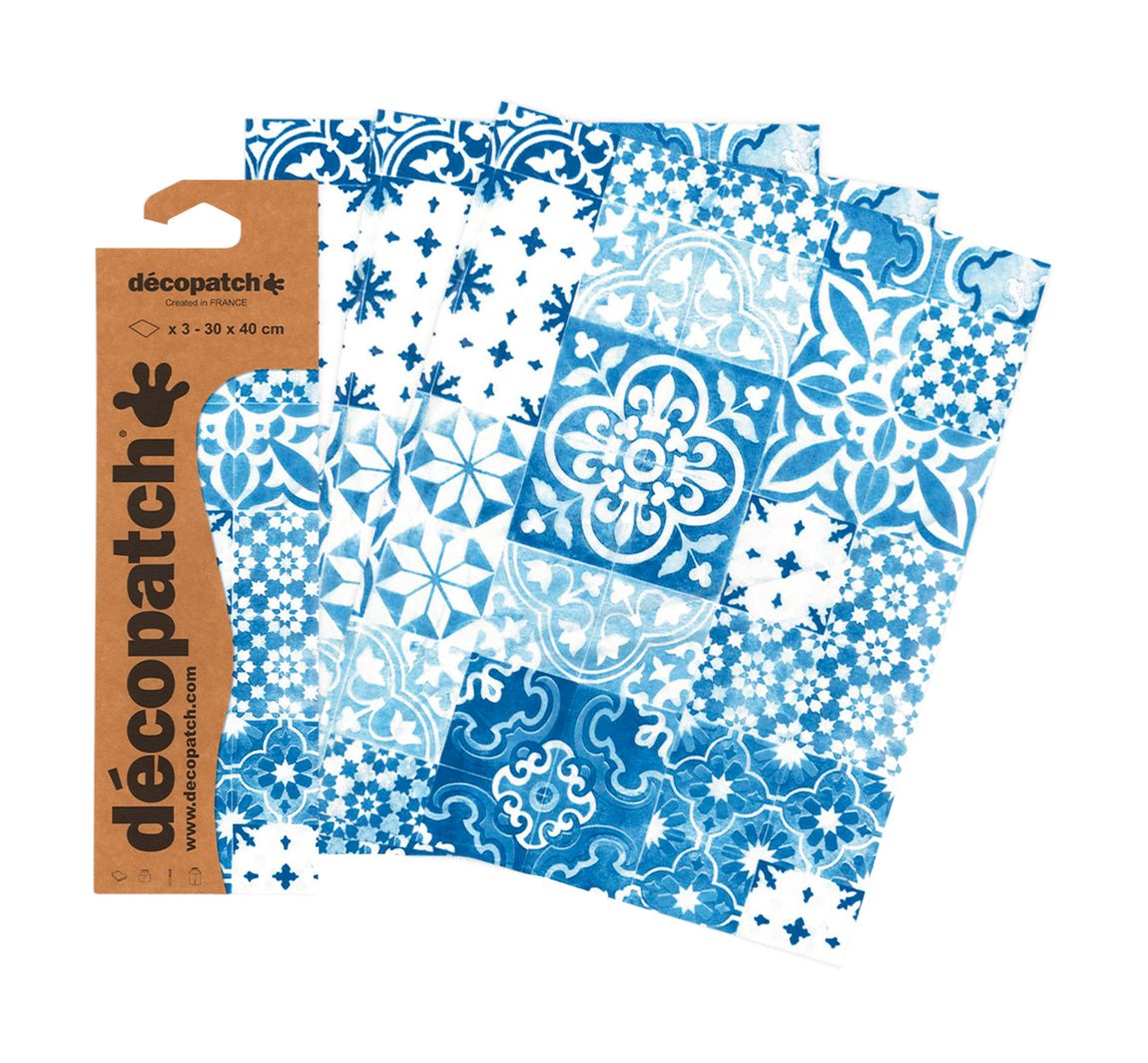 Décopatch-Papier "Kachel-Mosaik Blau"