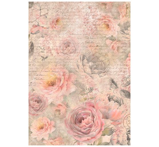 Motif straw silk "Shabby Rose - Pattern"