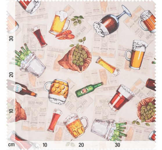 Motiv-Stoff Leinenoptik "Bier"