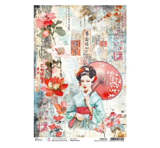 Motiv-Strohseide "Land of the Rising Sun - Geisha"