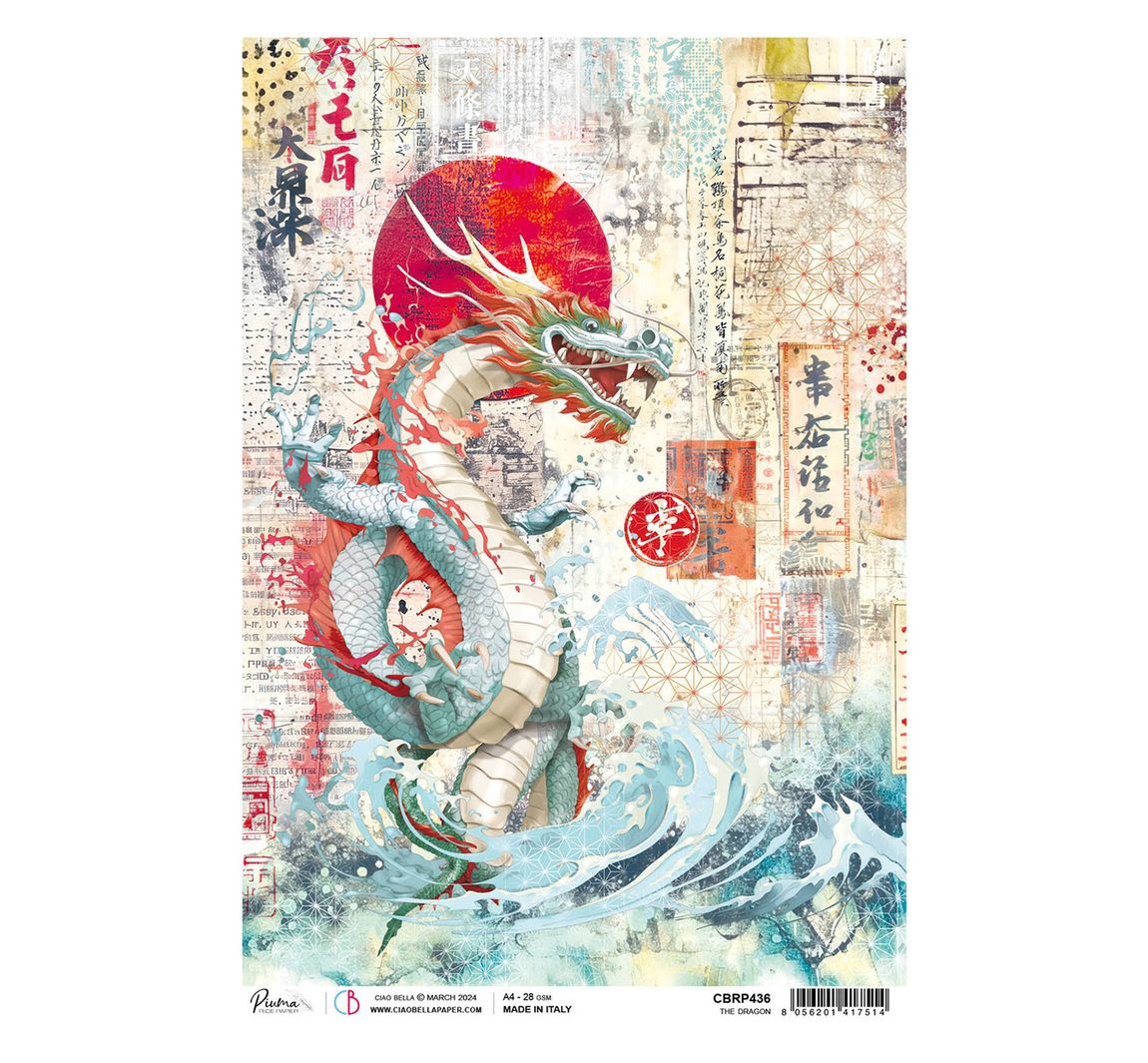 Motiv-Strohseide "Land of the Rising Sun - Drache"