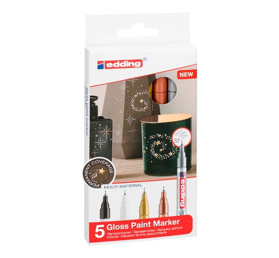 edding 780 Glanzlack-Marker Metallic, Basic, 5er-Set
