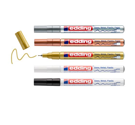 edding 780 Glanzlack-Marker Metallic, Basic, 5er-Set
