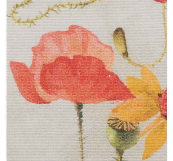 Motiv-Stoff Leinenoptik "Mohnblumen"