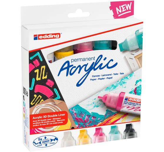 edding 5400 Acrylic "Acryl 3D - Basic", Double Liner, 5er-Set