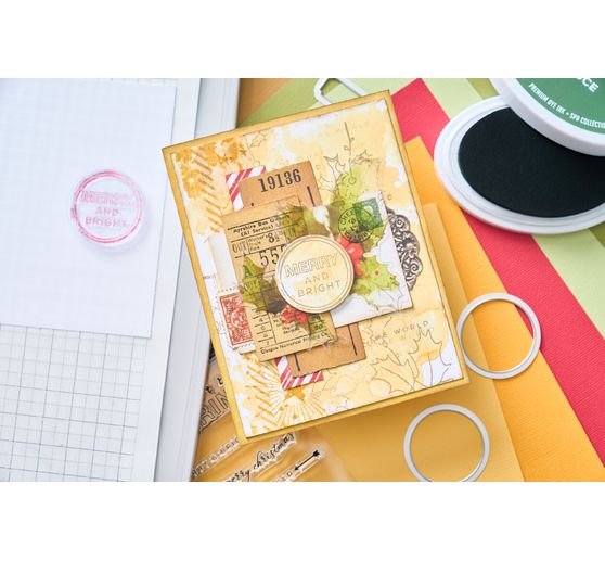 Sizzix Stanzschablone und Clear Stamps "Pencil Line Holly by 49 and Market"