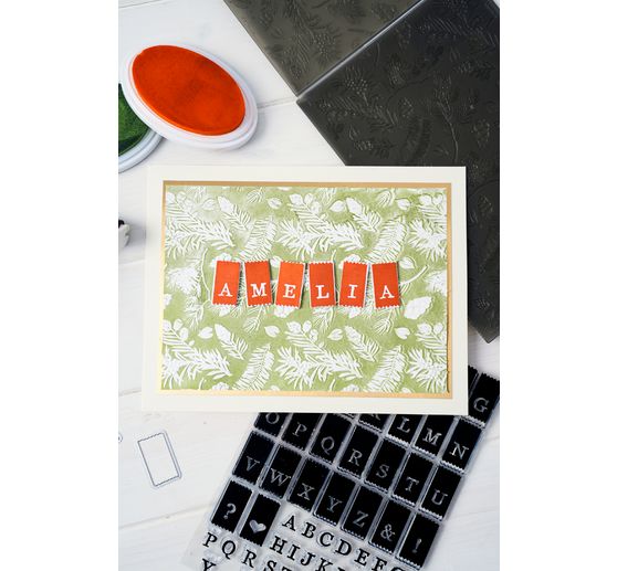 Sizzix Stanzschablone und Clear Stamps "Tab Stamp Alpha by 49 and Market"