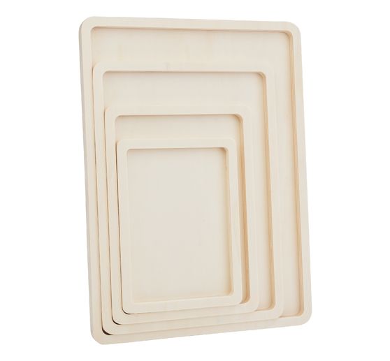 VBS Holz-Tabletts flach, 4er-Set