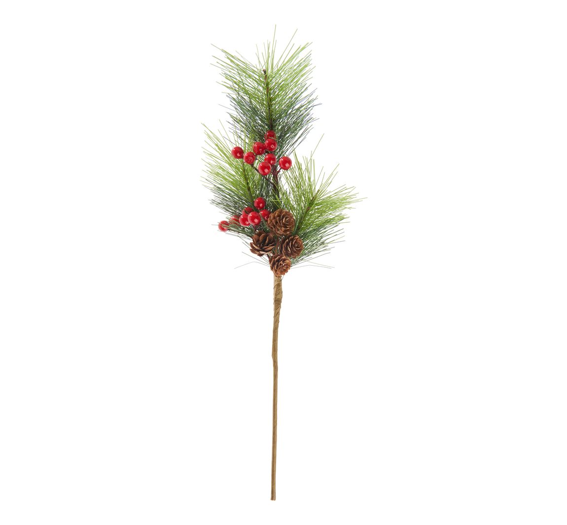 Kiefern-Pick mit Beeren und Zapfen, L 45 cm