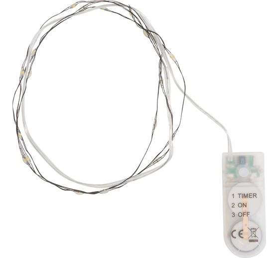 Micro LED Lichterkette, mit Timer, schwarzer Draht, 20 LEDs