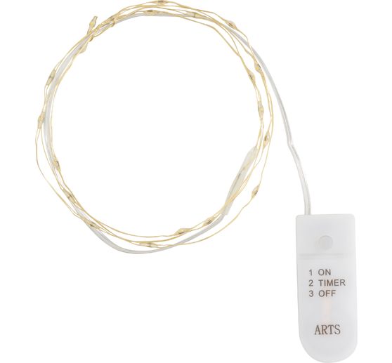 Micro-LED-Lichterkette, mit Timer, goldfarbener Draht, 20 LEDs
