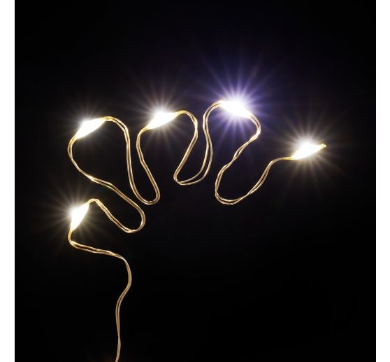 Micro-LED-Lichterkette, mit Timer, goldfarbener Draht, 20 LEDs
