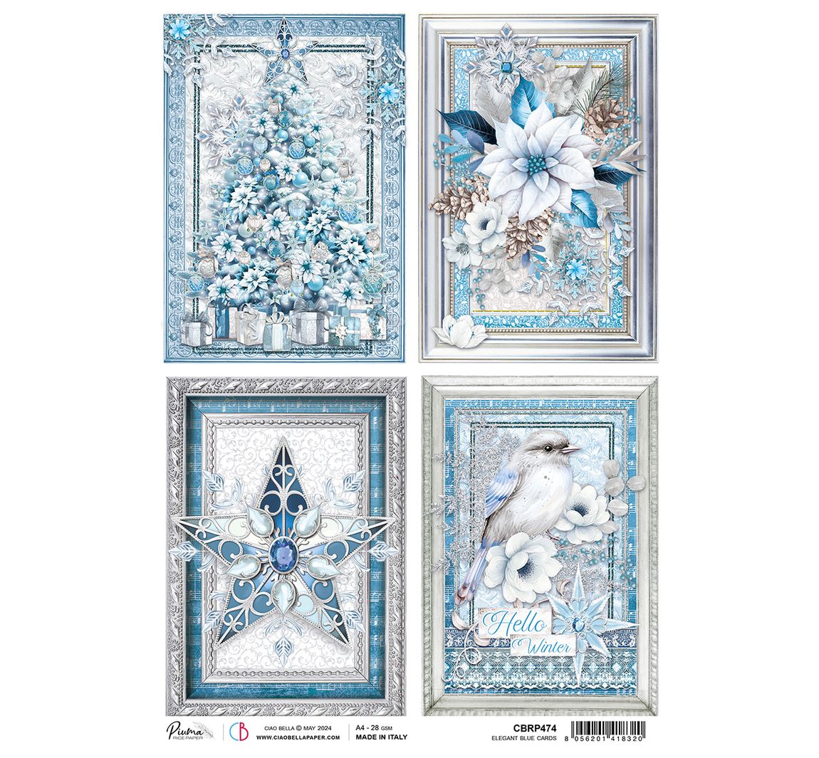 Motiv-Strohseide "Elecance of Blue - Blue Cards"