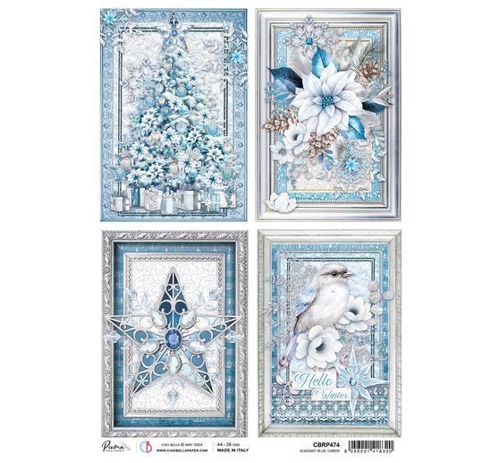 Motiv-Strohseide "Elecance of Blue - Blue Cards"