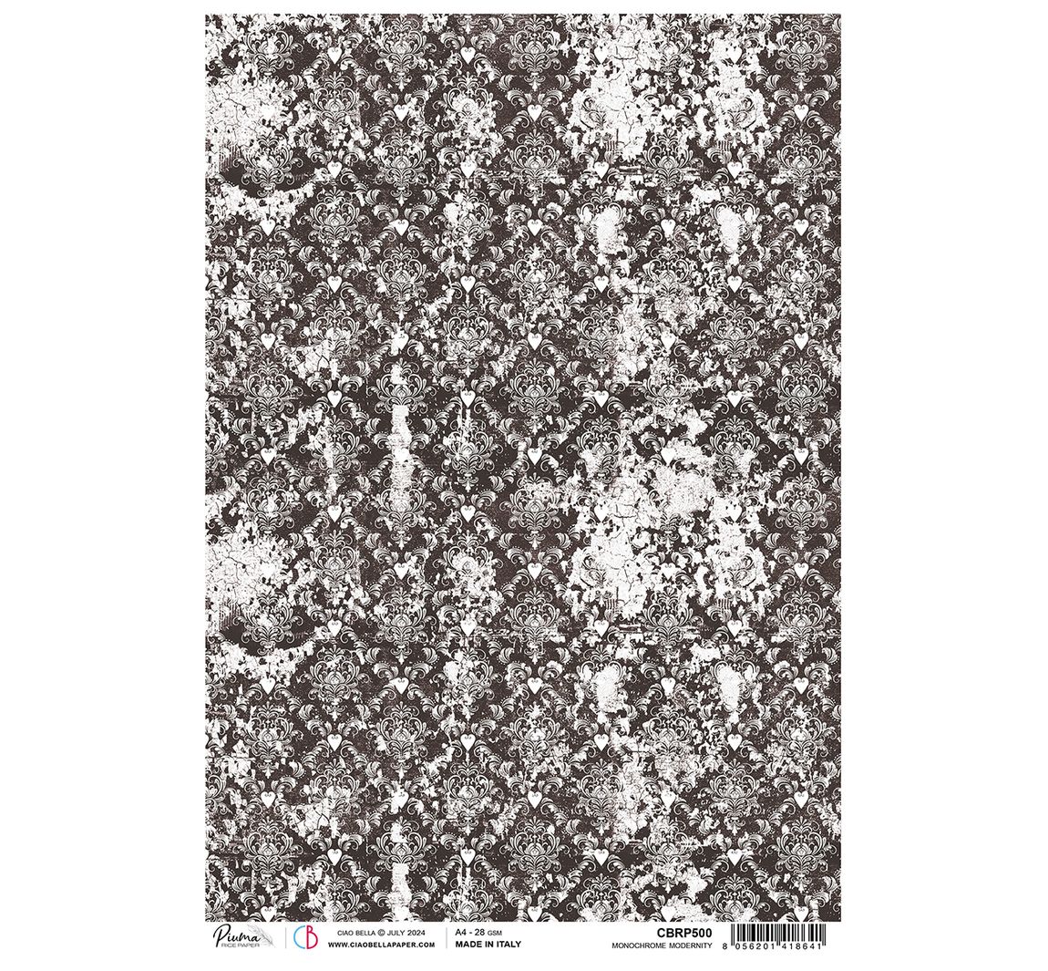 Motiv-Strohseide "Paris Je t'aime - Damask"