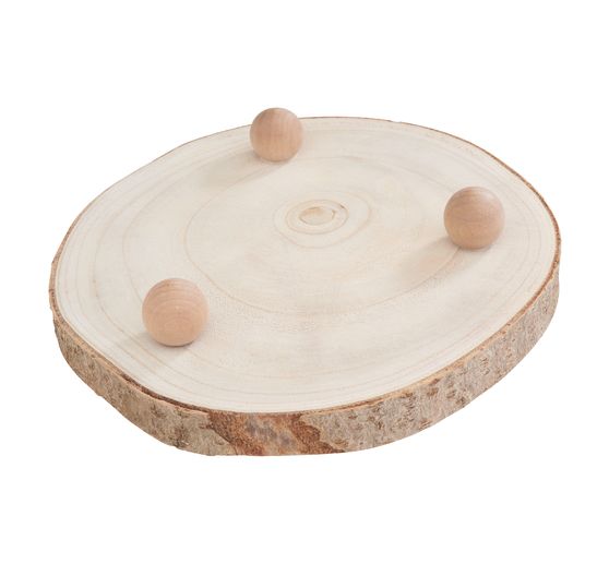 Holz Dekoplatte mit Rinde, auf Füßen, natur