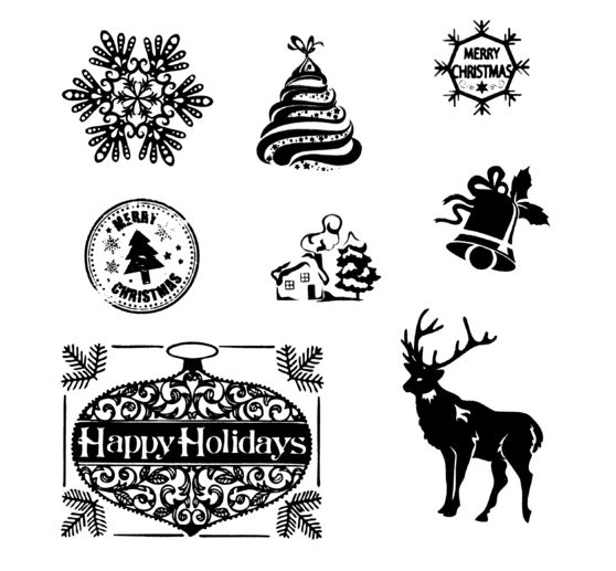 Stanzformen- und Stempel-Set „Happy Holidays“