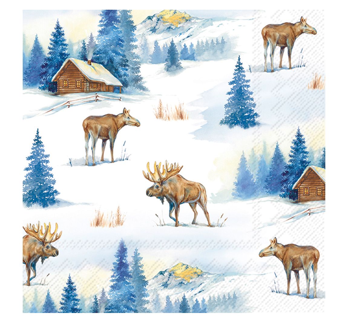 Serviette "Elche im Winter"