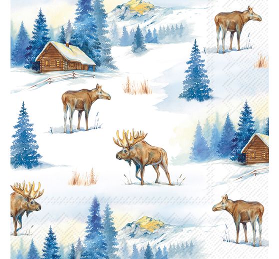Serviette "Elche im Winter"