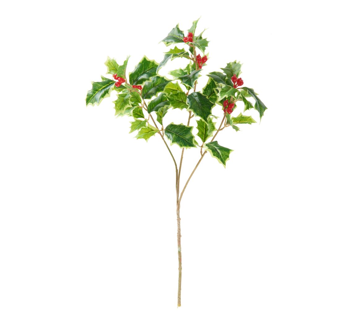 Ilex Zweig "Green" mit Beeren, L 40 cm,