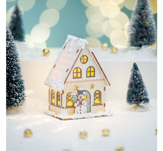 VBS Holzbausatz "Haus mit Schneemann", inkl. LED