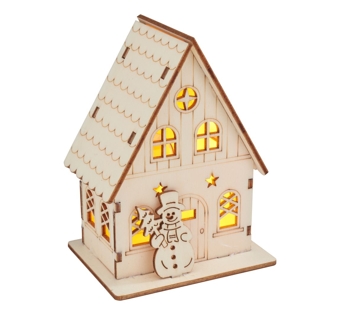 VBS Holzbausatz "Haus mit Schneemann", inkl. LED