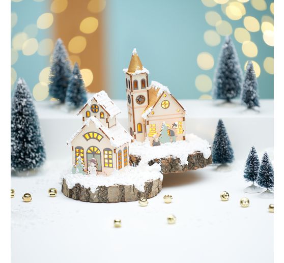 VBS Holzbausatz "Kirche mit runder Turmspitze", inkl. LED