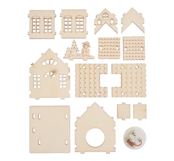 VBS Holzbausatz "Haus mit Turm und Schneemann", inkl. LED