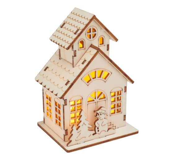 VBS Holzbausatz "Haus mit Turm und Schneemann", inkl. LED