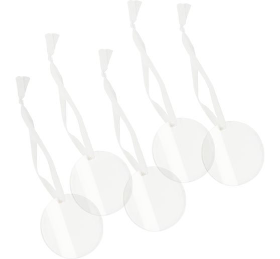Acrylanhänger "Rund" mit Band, 5er-Set