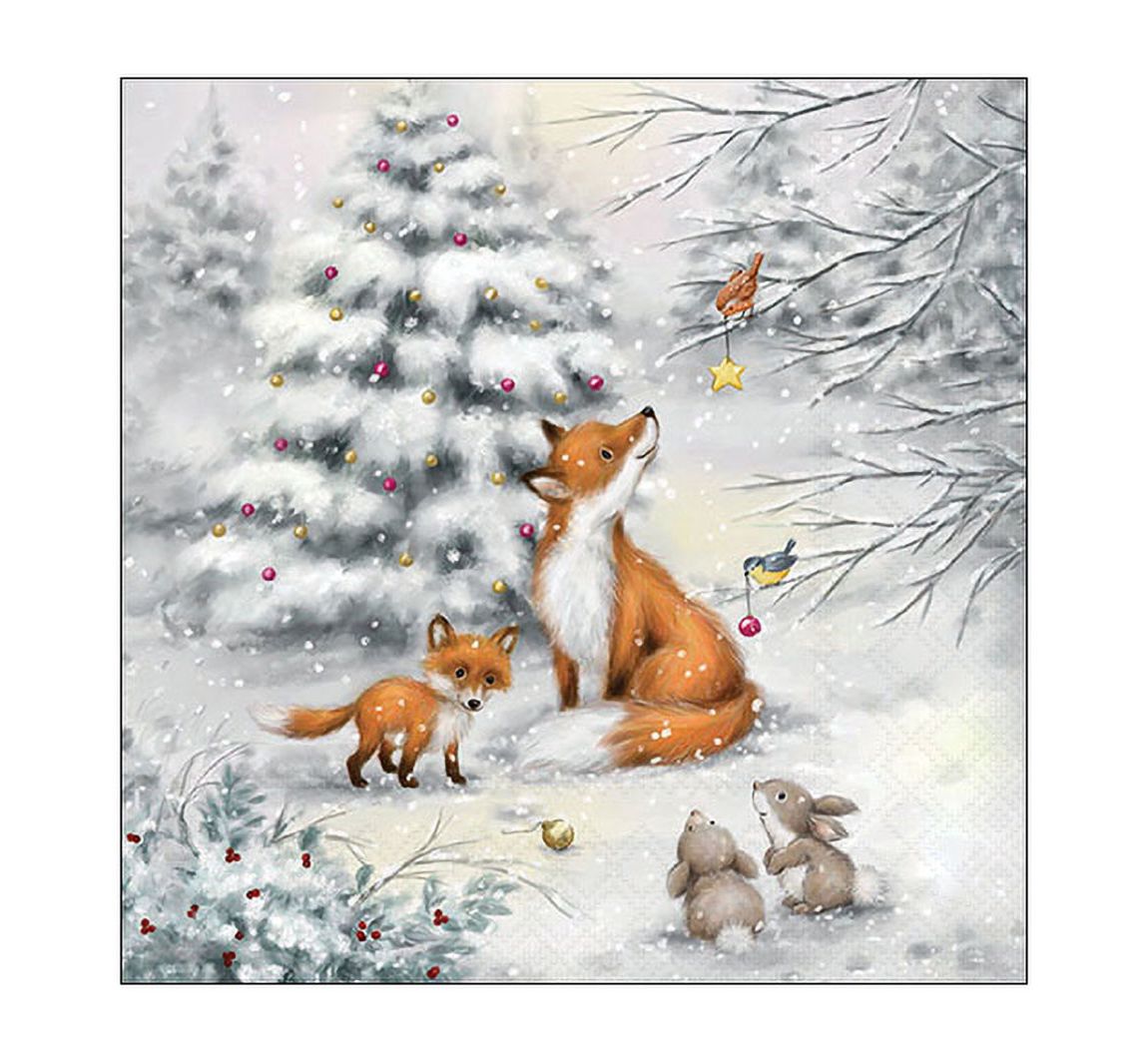Serviette "Waldtiere im Winterwald"