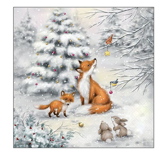 Serviette "Waldtiere im Winterwald"