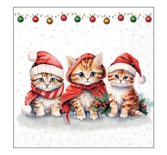 Serviette "Lustige Weihnachtskätzchen"
