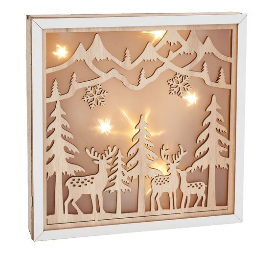 VBS Holzbausatz Motivrahmen "Rehe im Wald", inkl. LED
