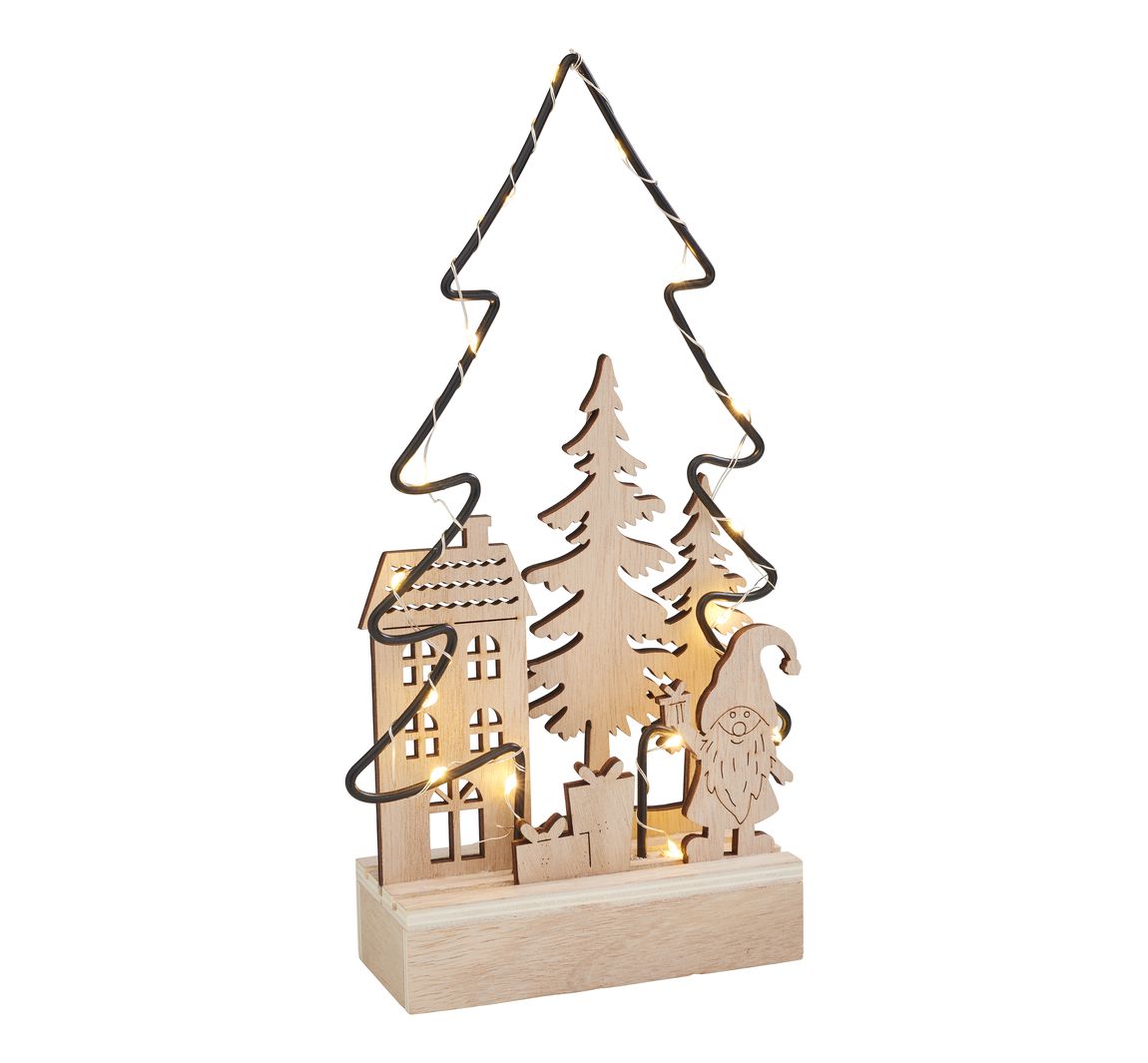 VBS Holz-Steckmotiv "Metalltanne - Lichterglanz", inkl. LED