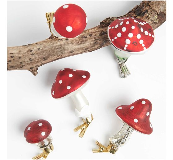 Glass toadstool "Antique", with clip
