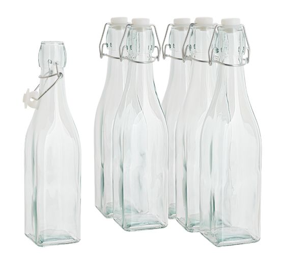 VBS Glasflasche mit Bügelverschluß "Eckig", 500ml, 6 Stück