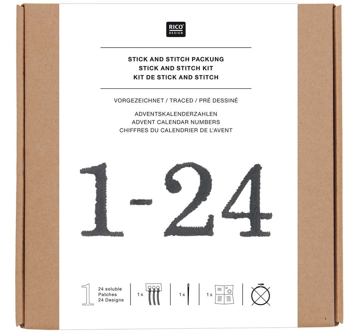 Rico Design Stick & Stitch Packung "Adventszahlen"