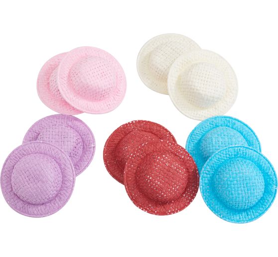 VBS Straw hat "Assorted", Ø 5 cm, 10 pcs.