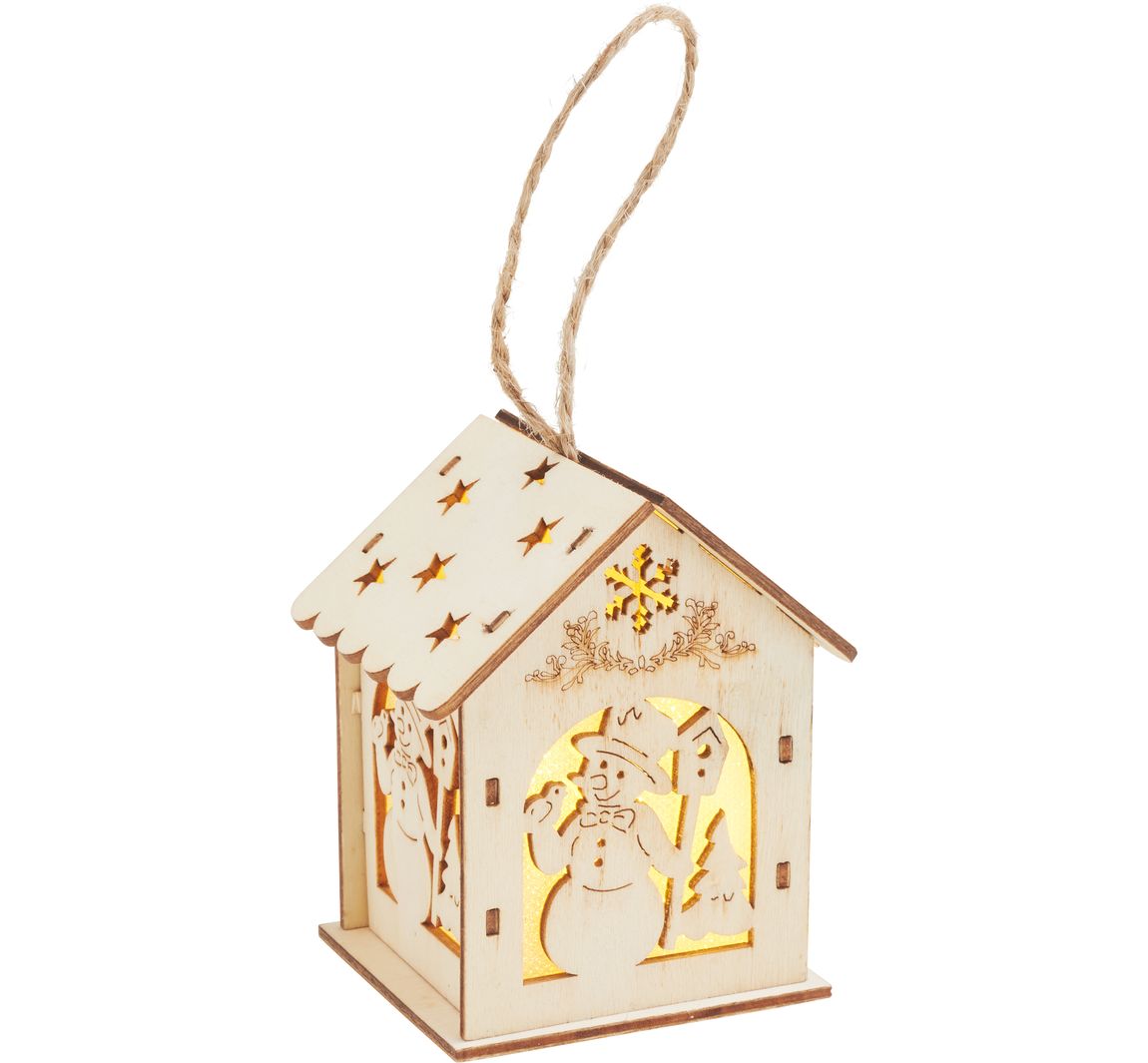 VBS Holzbausatz Lichterhaus "Schneemann mit Vogelhaus", inkl. LED