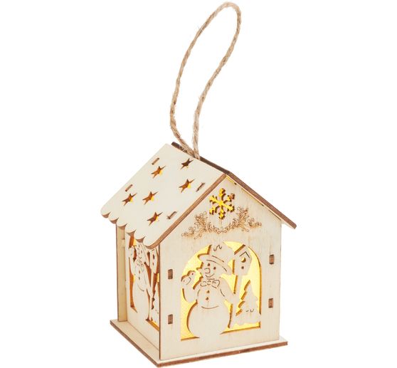 VBS Holzbausatz Lichterhaus "Schneemann mit Vogelhaus", inkl. LED