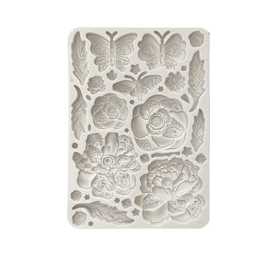 Silicone casting mould "Old Lace - Butterfly & Flowers"